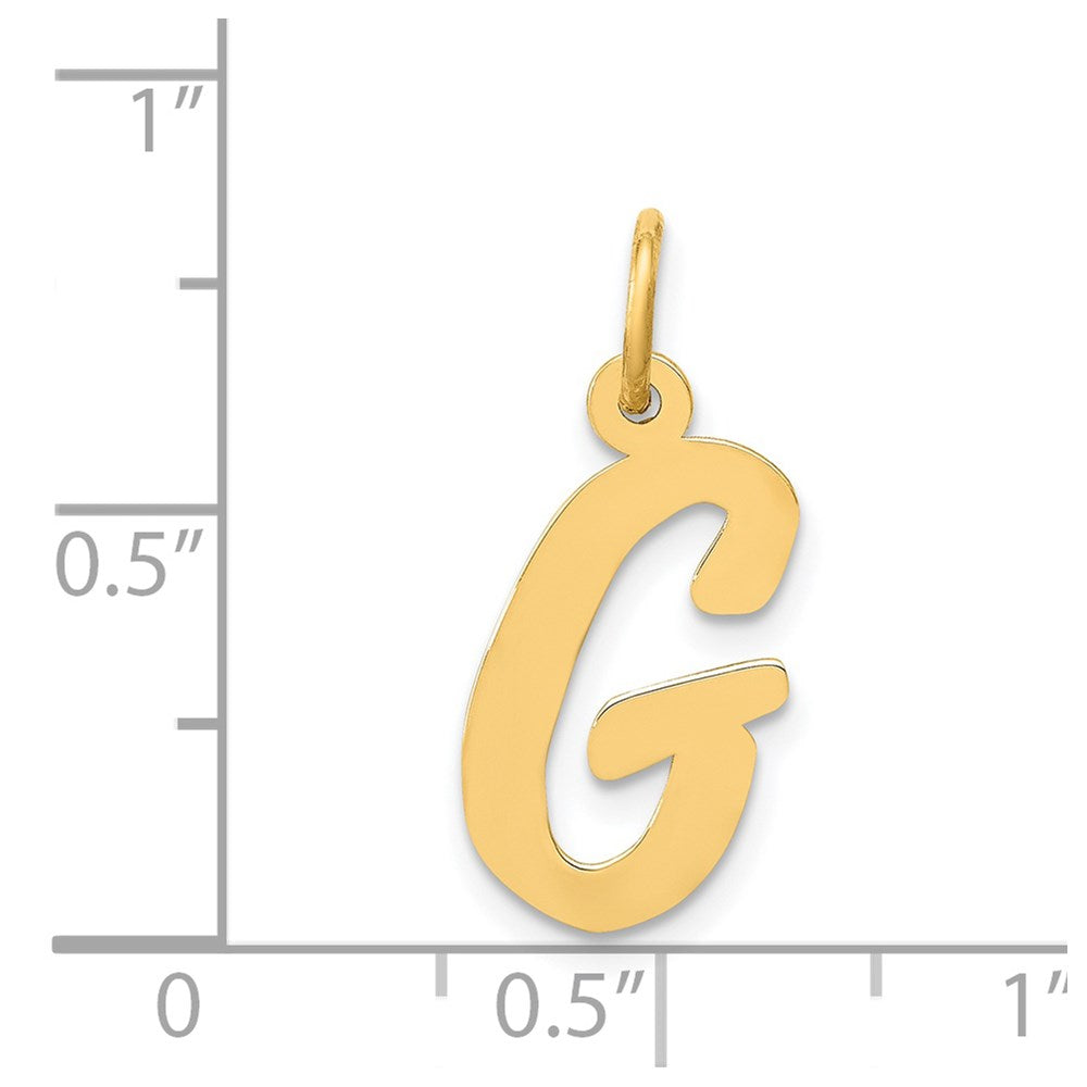 Million Charms 14K Yellow Gold Themed Medium Script Alphabet Letter Initial G Charm