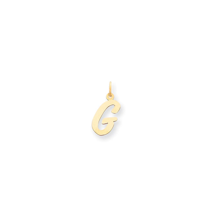 Million Charms 14K Yellow Gold Themed Medium Script Alphabet Letter Initial G Charm