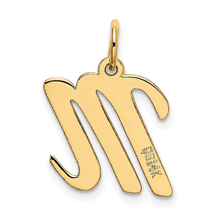 Million Charms 14K Yellow Gold Themed Medium Script Alphabet Letter Initial M Charm