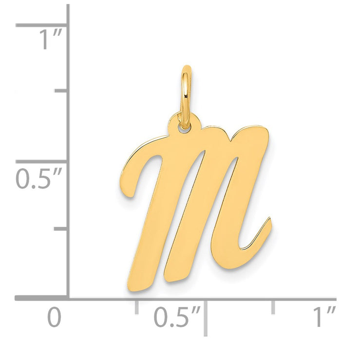 Million Charms 14K Yellow Gold Themed Medium Script Alphabet Letter Initial M Charm