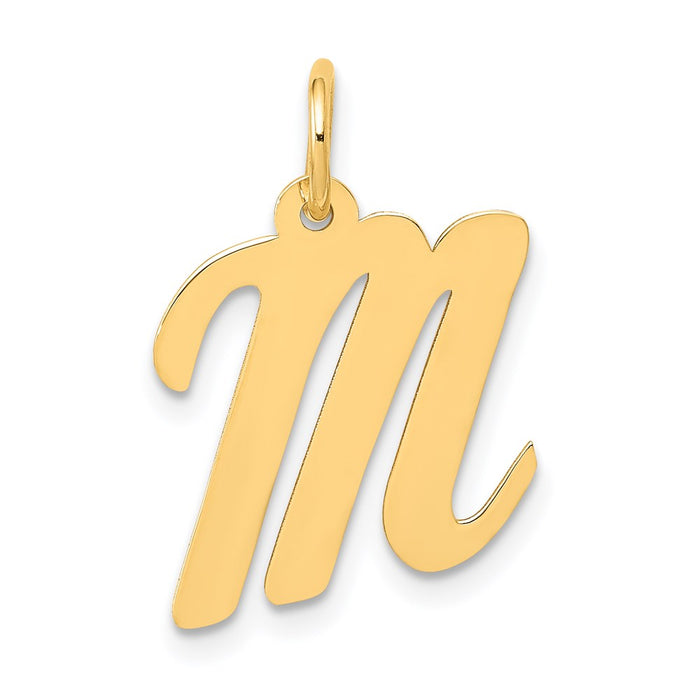 Million Charms 14K Yellow Gold Themed Medium Script Alphabet Letter Initial M Charm