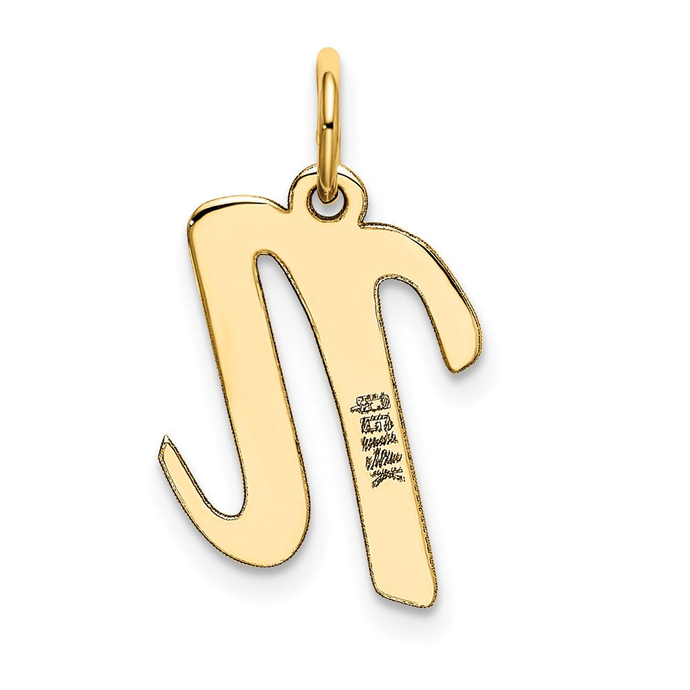 Million Charms 14K Yellow Gold Themed Medium Script Alphabet Letter Initial N Charm