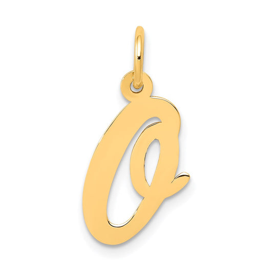 Million Charms 14K Yellow Gold Themed Medium Script Alphabet Letter Initial O Charm