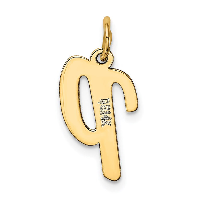 Million Charms 14K Yellow Gold Themed Medium Script Alphabet Letter Initial P Charm