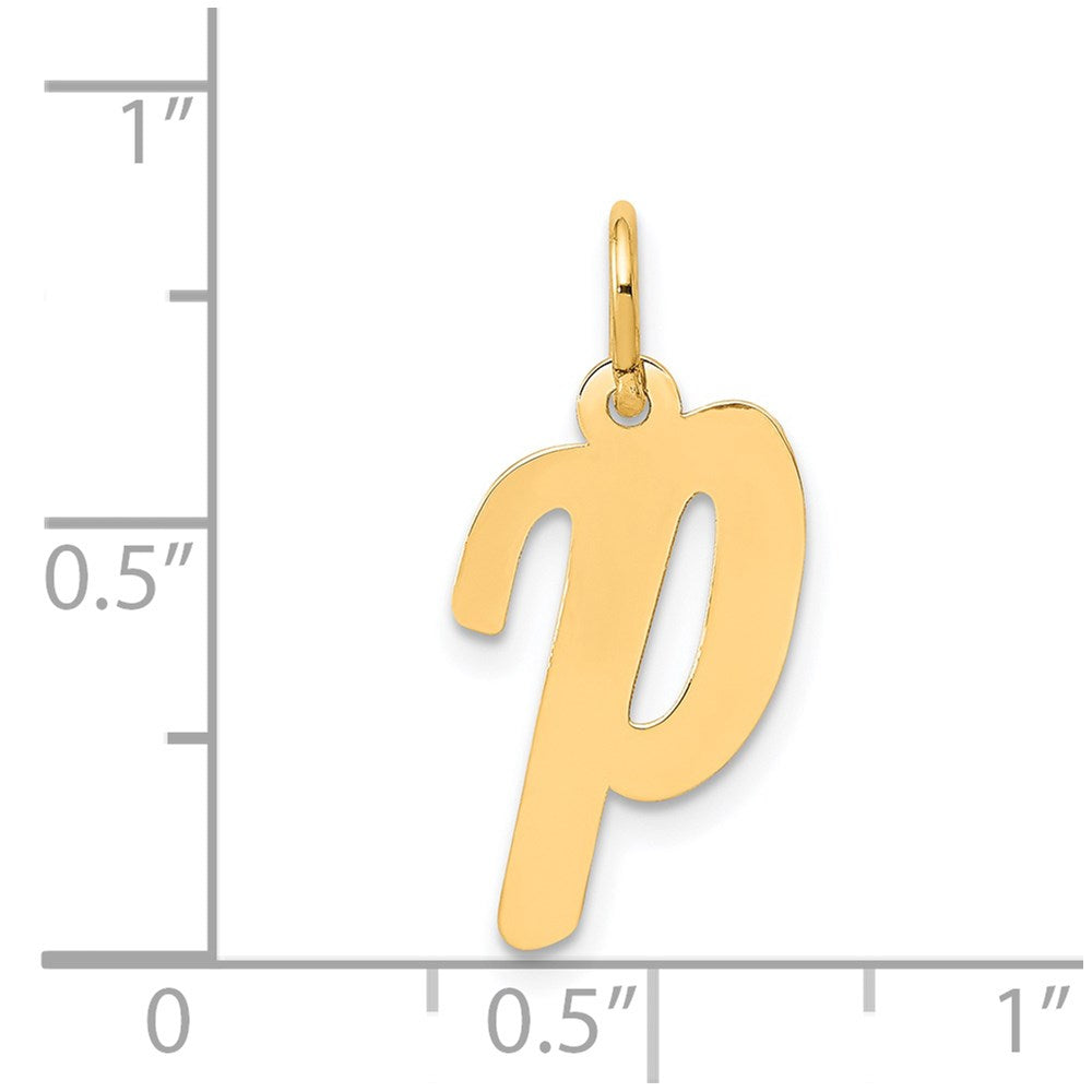 Million Charms 14K Yellow Gold Themed Medium Script Alphabet Letter Initial P Charm