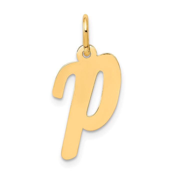 Million Charms 14K Yellow Gold Themed Medium Script Alphabet Letter Initial P Charm