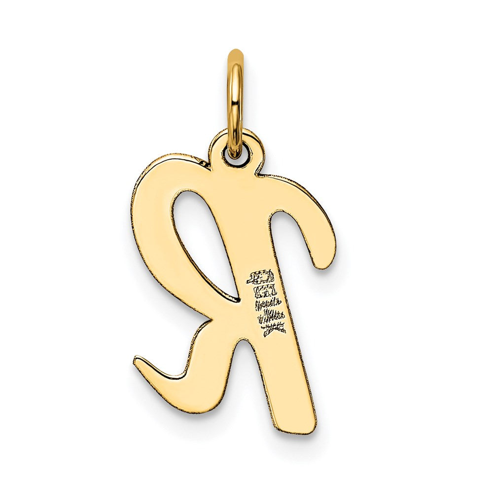 Million Charms 14K Yellow Gold Themed Medium Script Alphabet Letter Initial R Charm