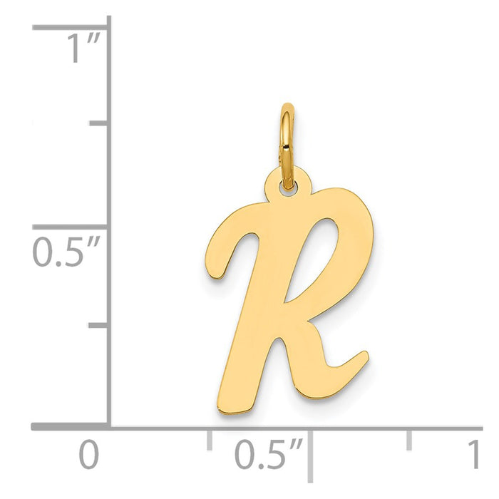 Million Charms 14K Yellow Gold Themed Medium Script Alphabet Letter Initial R Charm