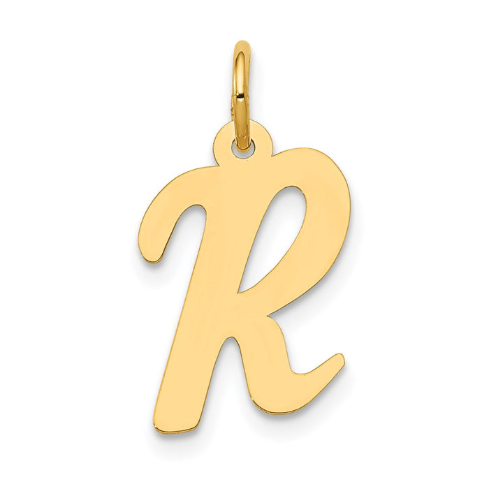 Million Charms 14K Yellow Gold Themed Medium Script Alphabet Letter Initial R Charm
