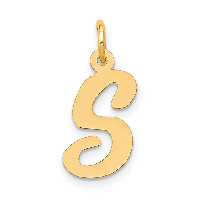 Million Charms 14K Yellow Gold Themed Medium Script Alphabet Letter Initial S Charm