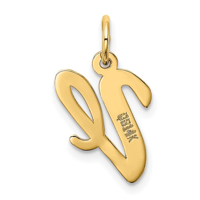 Million Charms 14K Yellow Gold Themed Medium Script Alphabet Letter Initial V Charm