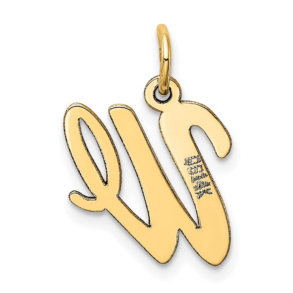 Million Charms 14K Yellow Gold Themed Medium Script Alphabet Letter Initial W Charm