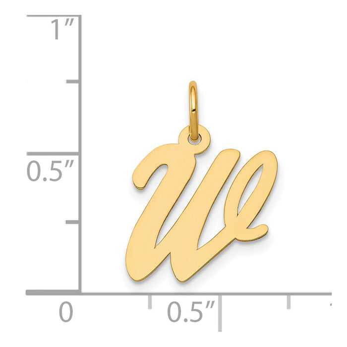 Million Charms 14K Yellow Gold Themed Medium Script Alphabet Letter Initial W Charm