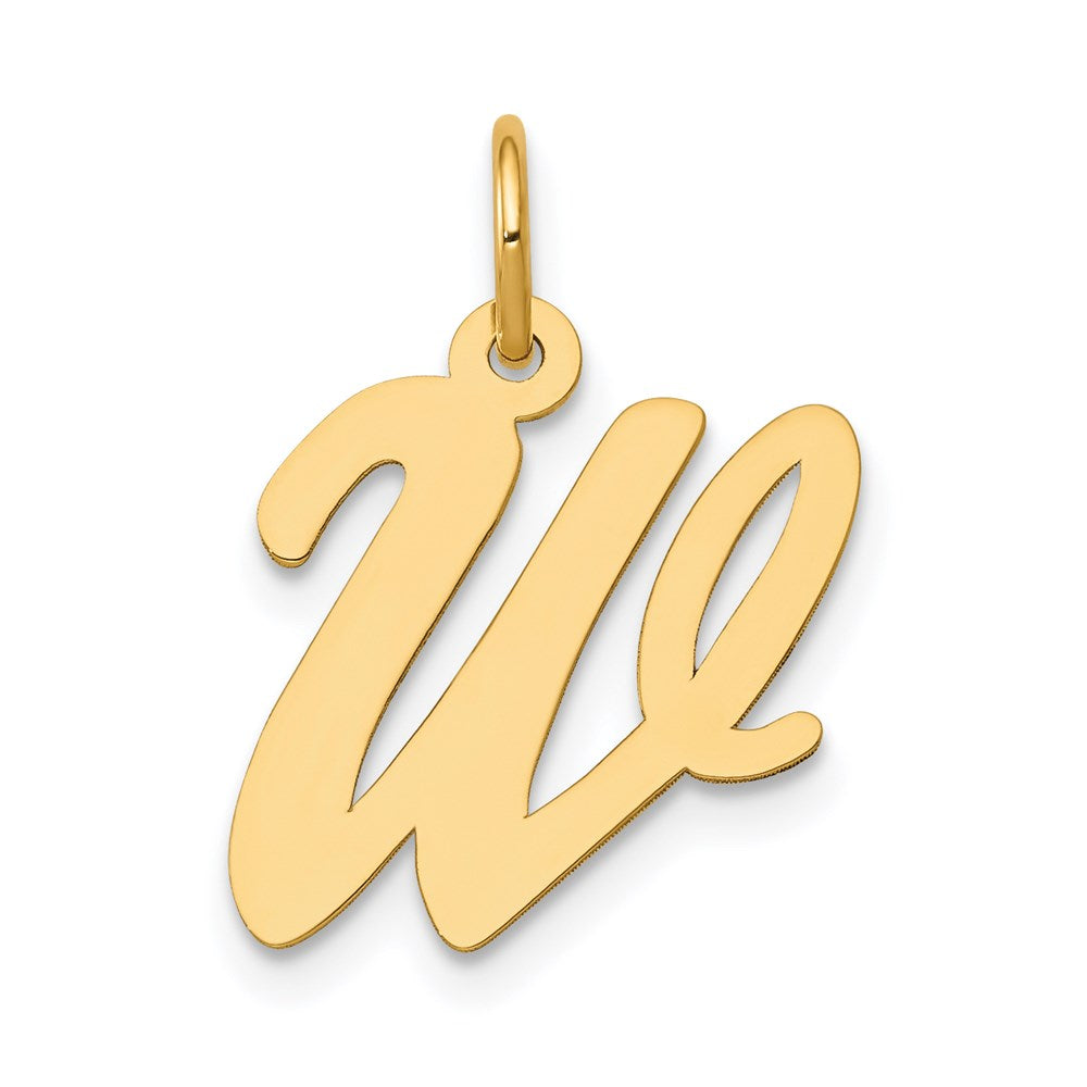 Million Charms 14K Yellow Gold Themed Medium Script Alphabet Letter Initial W Charm