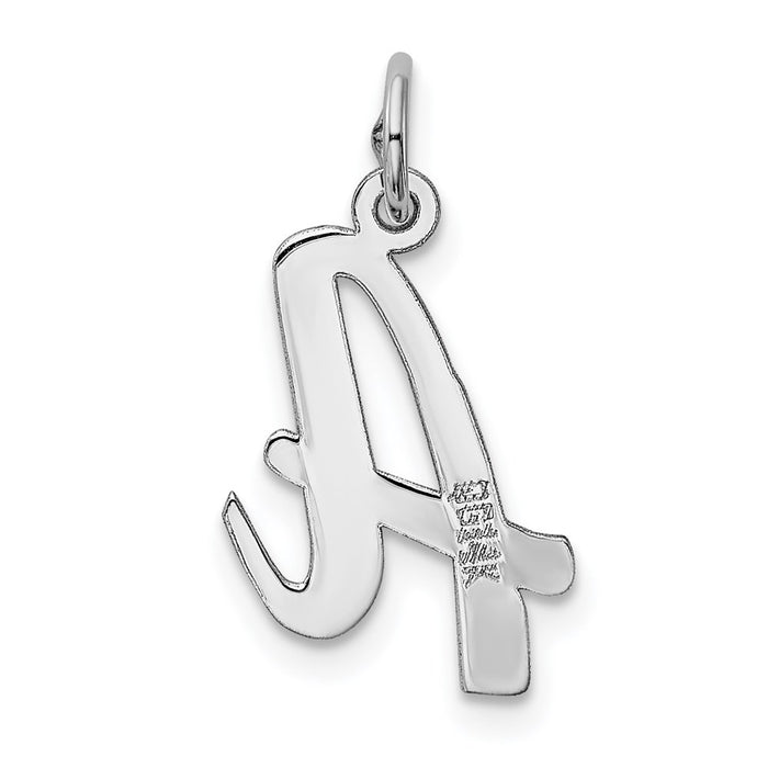 Million Charms 14K White Gold Themed Medium Script Alphabet Letter Initial A Charm