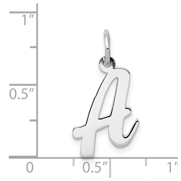 Million Charms 14K White Gold Themed Medium Script Alphabet Letter Initial A Charm