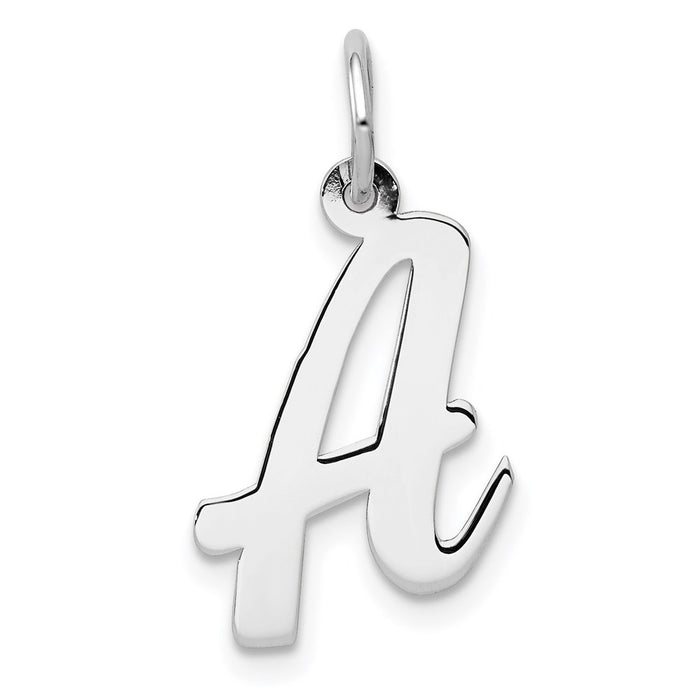 Million Charms 14K White Gold Themed Medium Script Alphabet Letter Initial A Charm