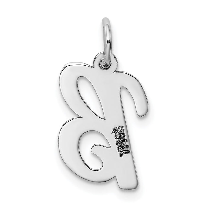 Million Charms 14K White Gold Themed Medium Script Alphabet Letter Initial B Charm