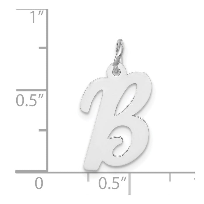 Million Charms 14K White Gold Themed Medium Script Alphabet Letter Initial B Charm