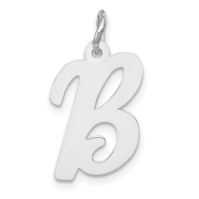 Million Charms 14K White Gold Themed Medium Script Alphabet Letter Initial B Charm