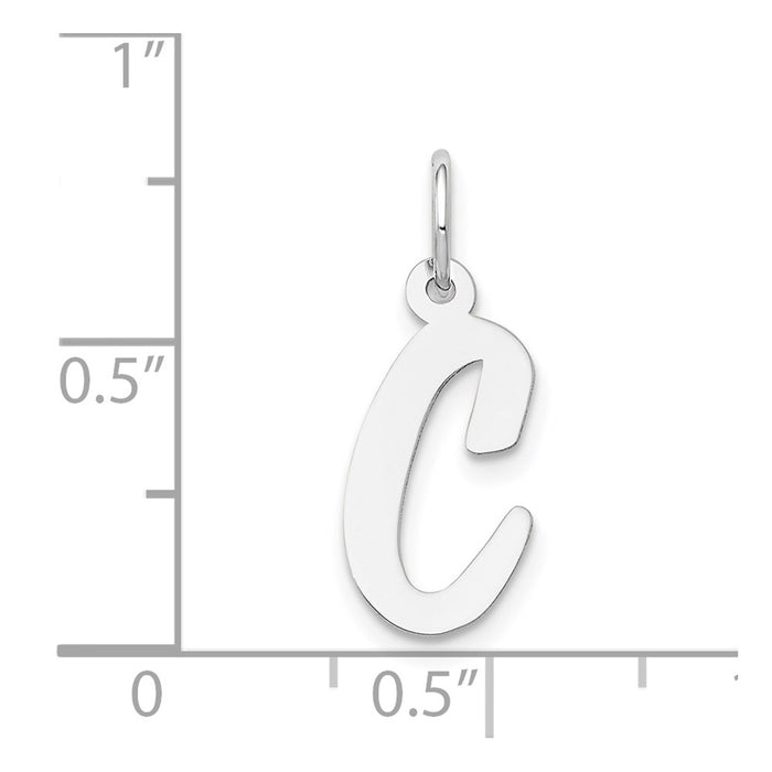 Million Charms 14K White Gold Themed Medium Script Alphabet Letter Initial C Charm