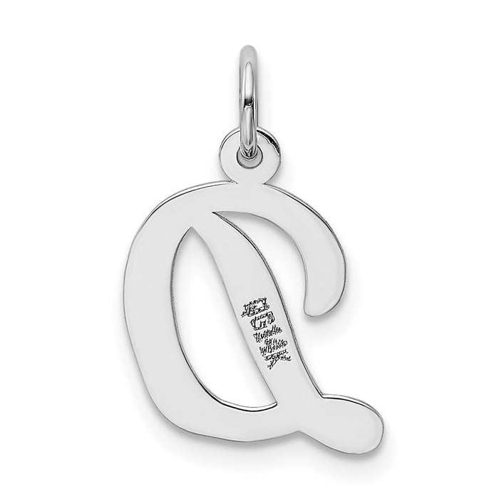Million Charms 14K White Gold Themed Medium Script Alphabet Letter Initial D Charm