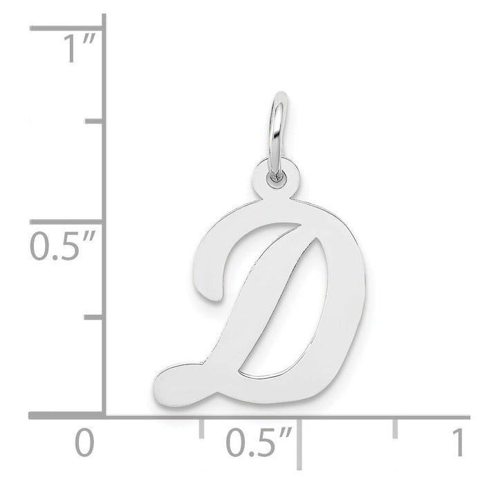 Million Charms 14K White Gold Themed Medium Script Alphabet Letter Initial D Charm