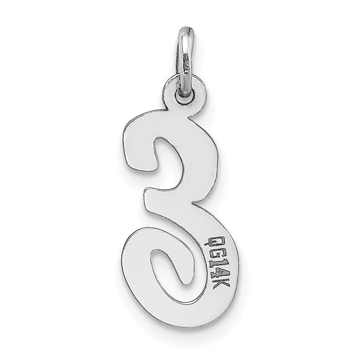 Million Charms 14K White Gold Themed Medium Script Alphabet Letter Initial E Charm