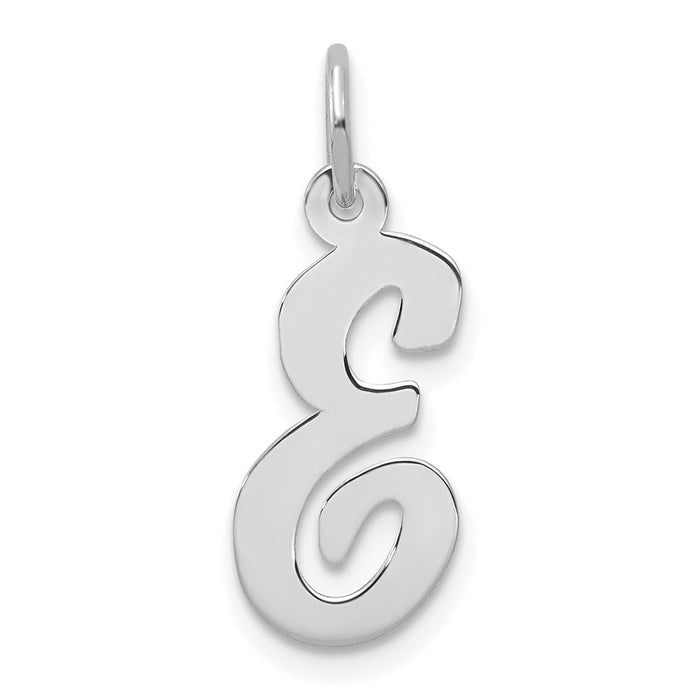 Million Charms 14K White Gold Themed Medium Script Alphabet Letter Initial E Charm