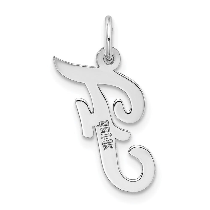 Million Charms 14K White Gold Themed Medium Script Alphabet Letter Initial F Charm
