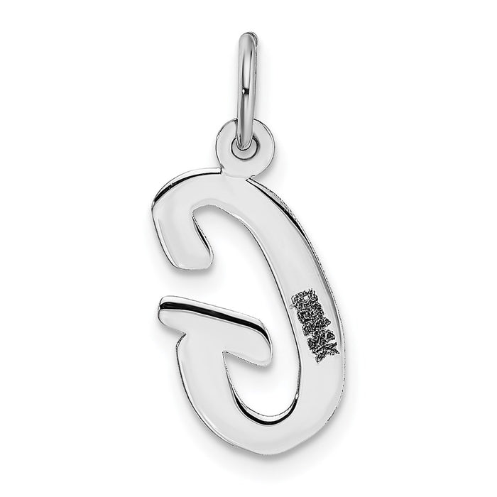 Million Charms 14K White Gold Themed Medium Script Alphabet Letter Initial G Charm