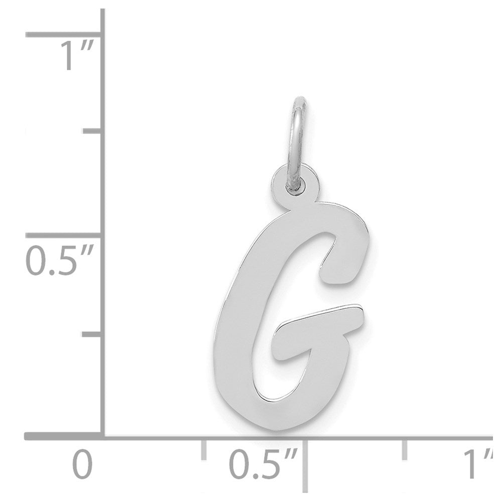 Million Charms 14K White Gold Themed Medium Script Alphabet Letter Initial G Charm