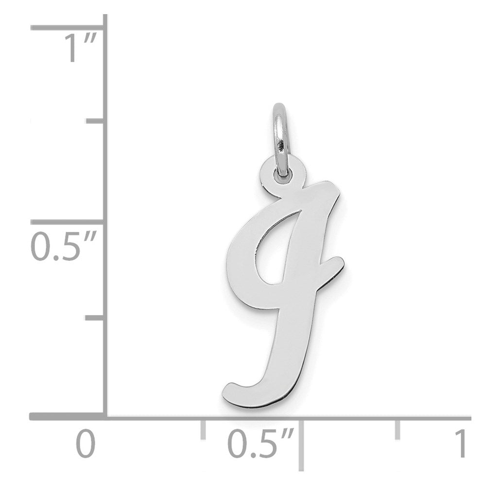 Million Charms 14K White Gold Themed Medium Script Alphabet Letter Initial I Charm