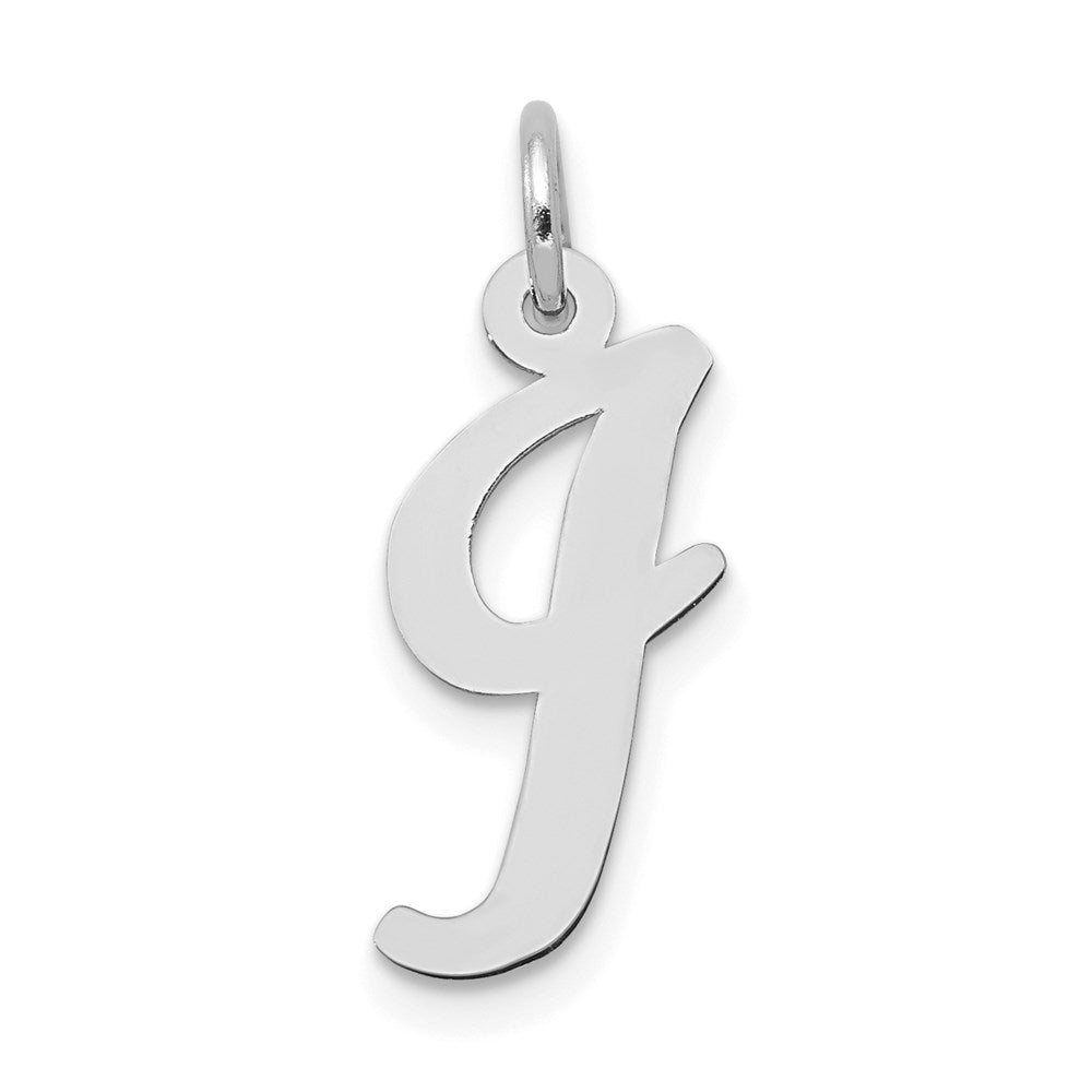 Million Charms 14K White Gold Themed Medium Script Alphabet Letter Initial I Charm