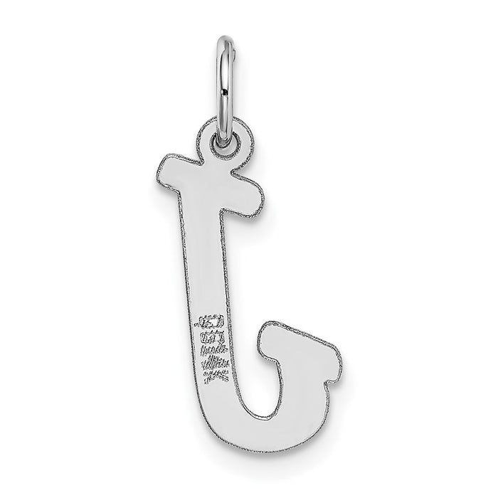Million Charms 14K White Gold Themed Medium Script Alphabet Letter Initial J Charm