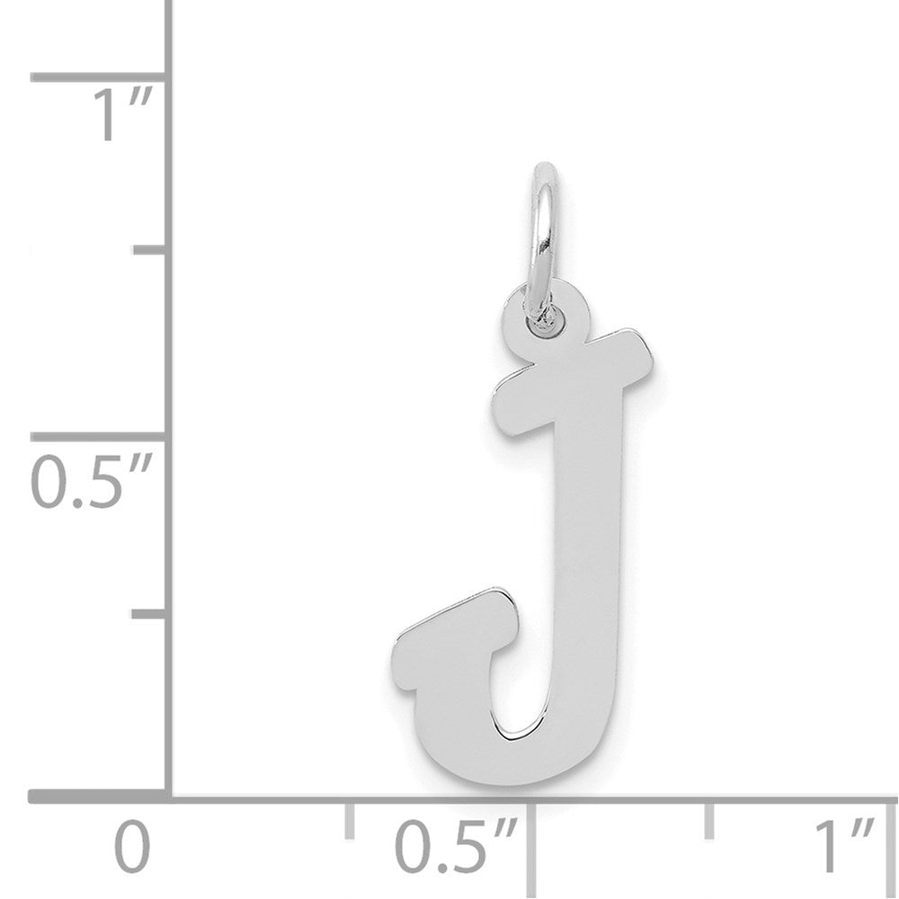 Million Charms 14K White Gold Themed Medium Script Alphabet Letter Initial J Charm