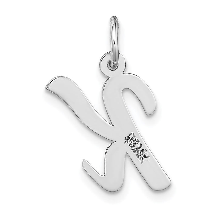 Million Charms 14K White Gold Themed Medium Script Alphabet Letter Initial K Charm