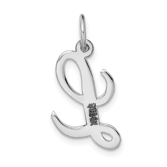 Million Charms 14K White Gold Themed Medium Script Alphabet Letter Initial L Charm