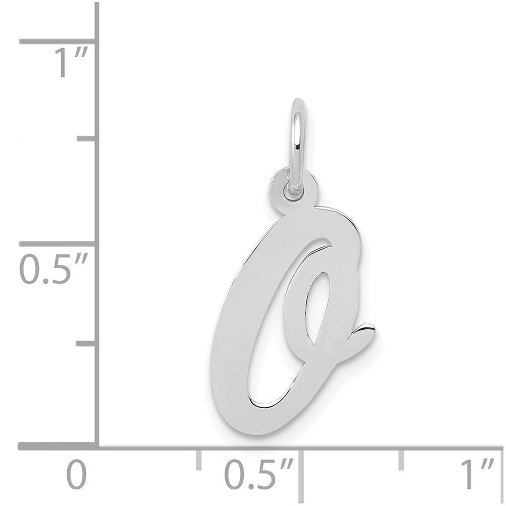 Million Charms 14K White Gold Themed Medium Script Alphabet Letter Initial O Charm