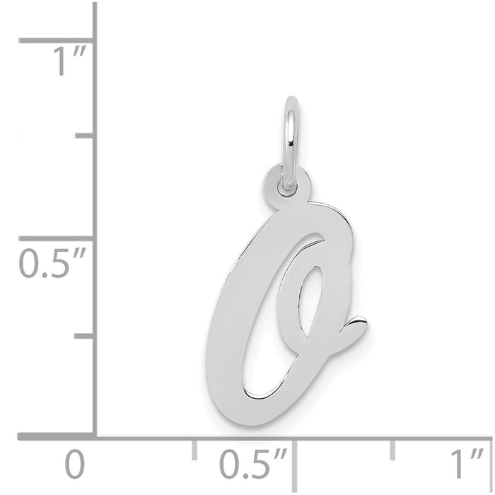 Million Charms 14K White Gold Themed Medium Script Alphabet Letter Initial O Charm