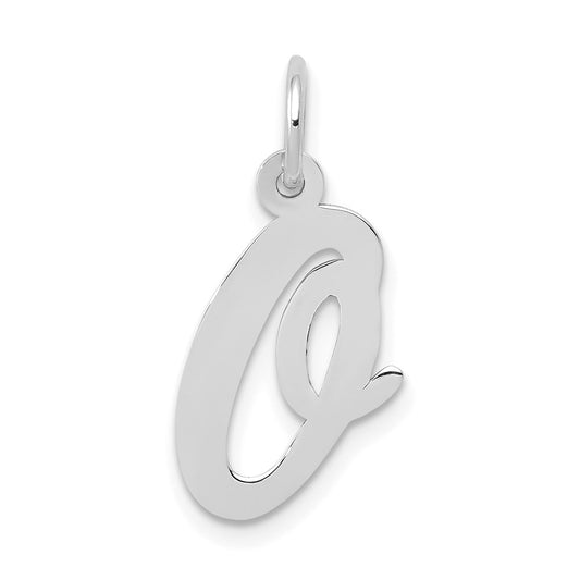 Million Charms 14K White Gold Themed Medium Script Alphabet Letter Initial O Charm