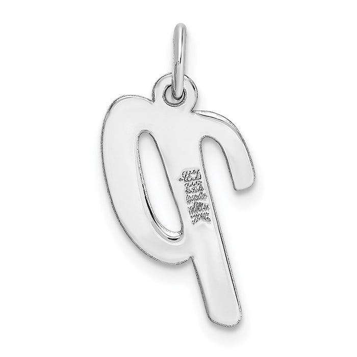 Million Charms 14K White Gold Themed Medium Script Alphabet Letter Initial P Charm