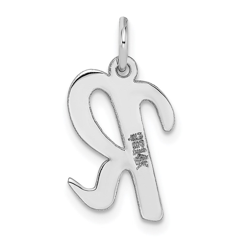 Million Charms 14K White Gold Themed Medium Script Alphabet Letter Initial R Charm