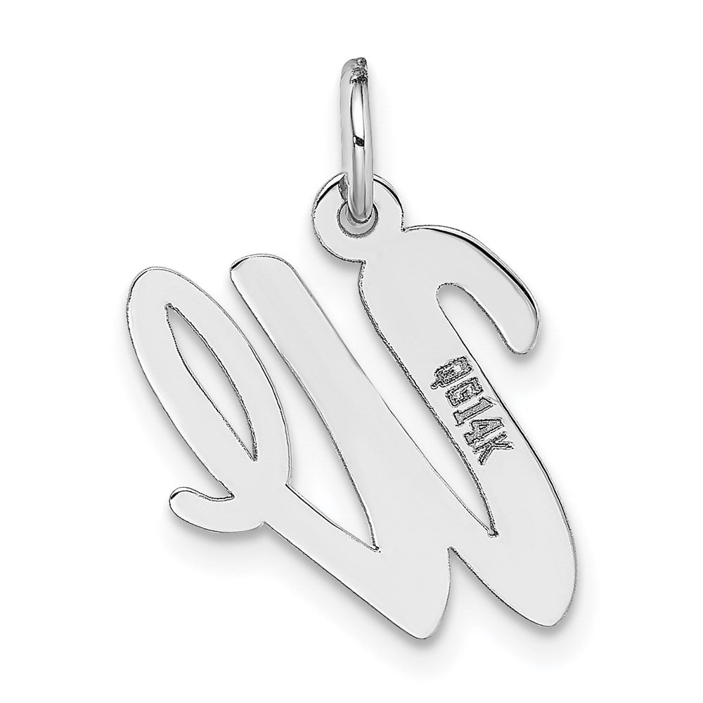 Million Charms 14K White Gold Themed Medium Script Alphabet Letter Initial W Charm
