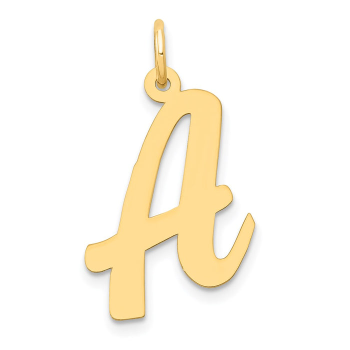 Million Charms 14K Yellow Gold Themed Large Script Alphabet Letter Initial A Charm