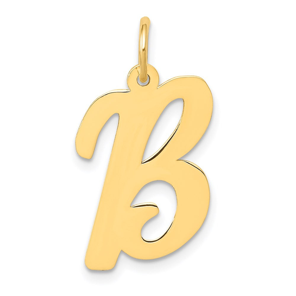 Million Charms 14K Yellow Gold Themed Large Script Alphabet Letter Initial B Charm