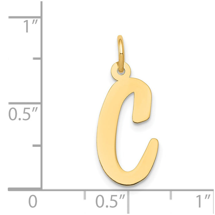 Million Charms 14K Yellow Gold Themed Large Script Alphabet Letter Initial C Charm