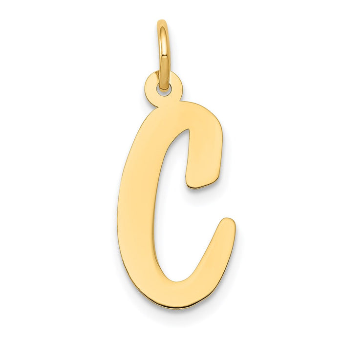 Million Charms 14K Yellow Gold Themed Large Script Alphabet Letter Initial C Charm