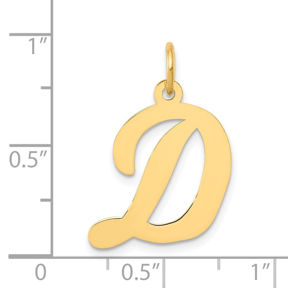 Million Charms 14K Yellow Gold Themed Large Script Alphabet Letter Initial D Charm