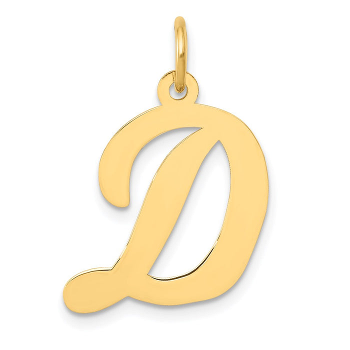 Million Charms 14K Yellow Gold Themed Large Script Alphabet Letter Initial D Charm